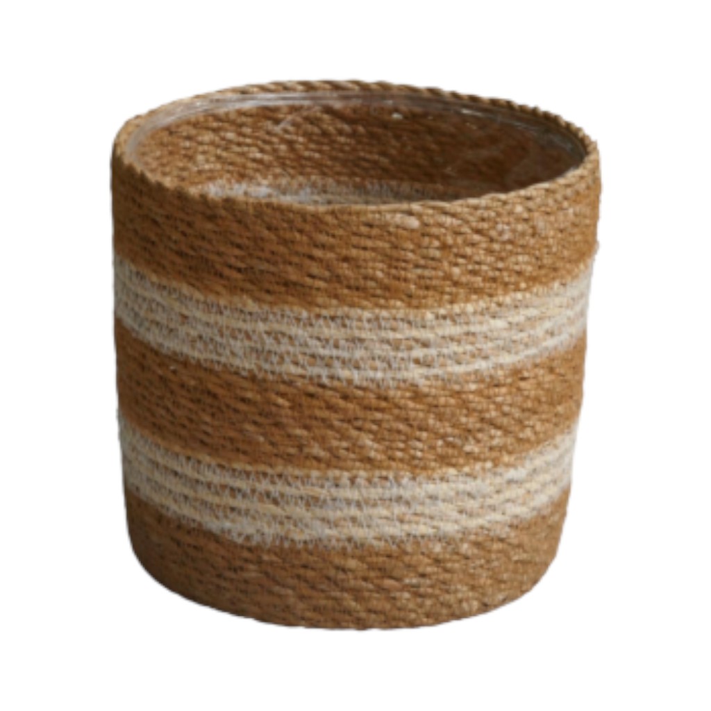 Macetero Marrón Y Beige 18X18Cm