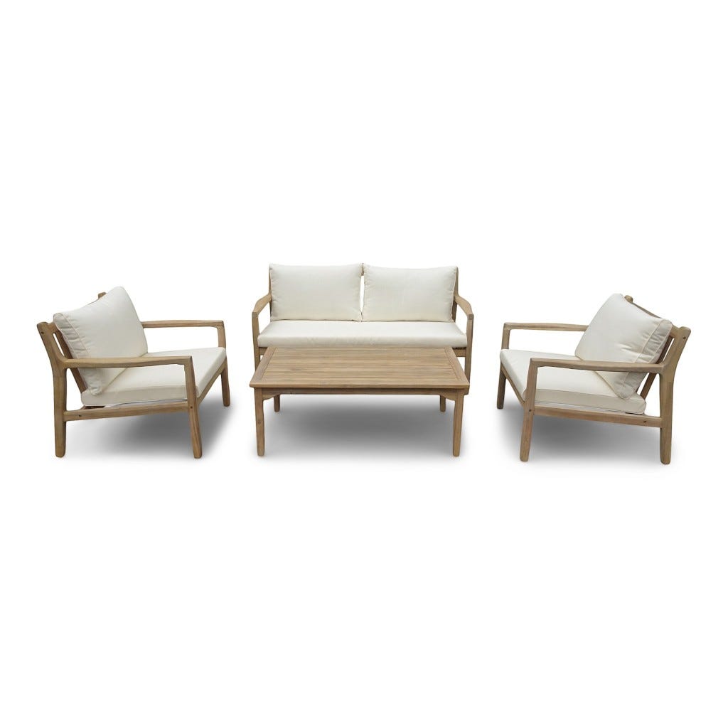 Set Sof&aacute; Wagner Con Coj&iacute;n Blanco 4 Pzas