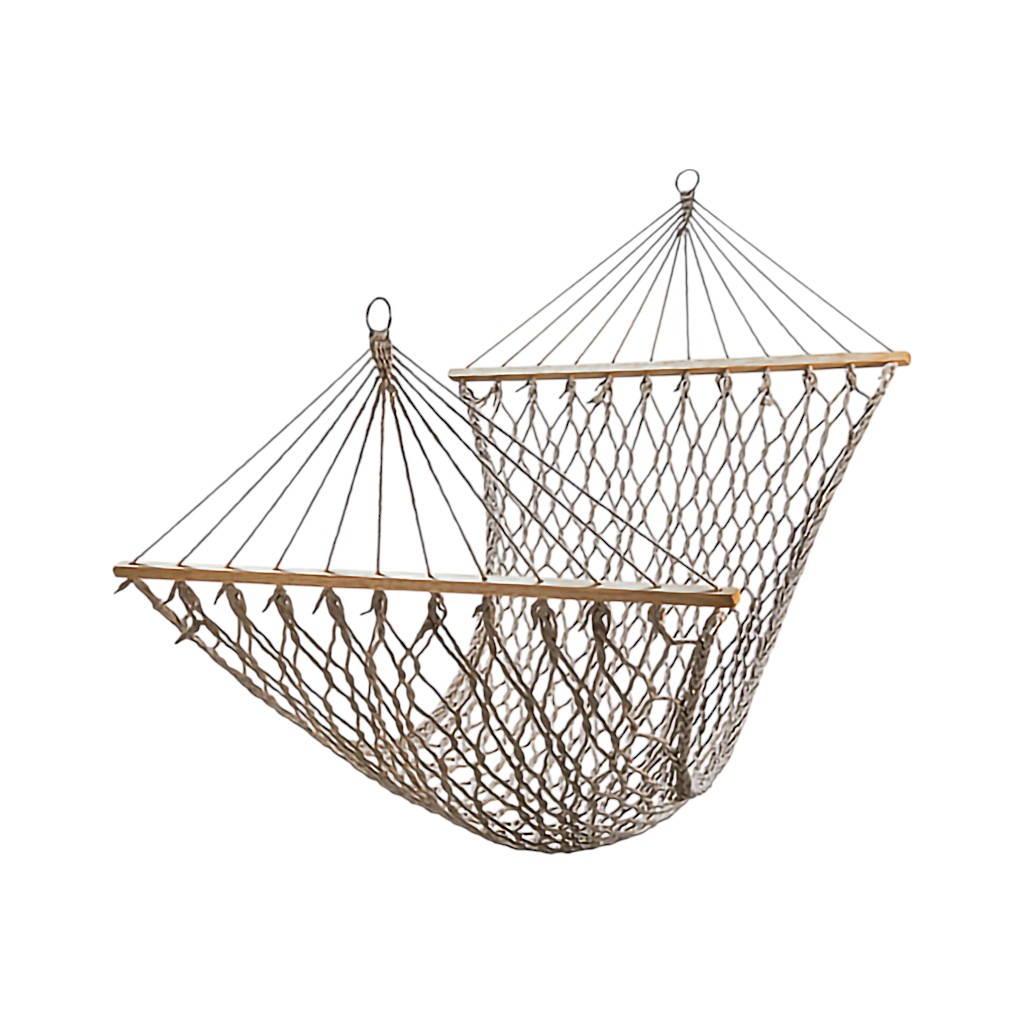 Hamaca Crema Con Barra De Madera 200x122cm