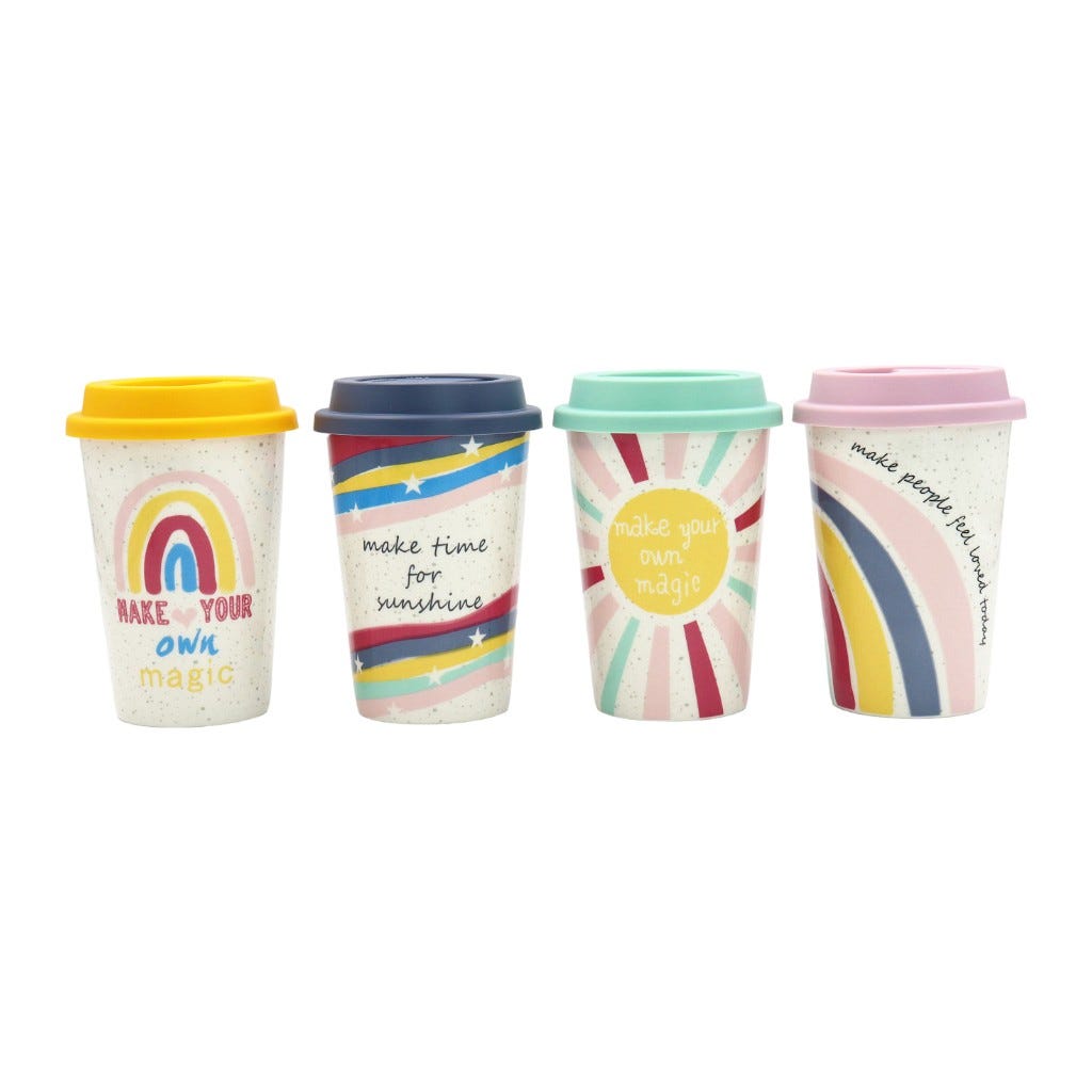 Taza De Viaje Con Tapa Con Diseño Surtidos Coloridos 420Ml
