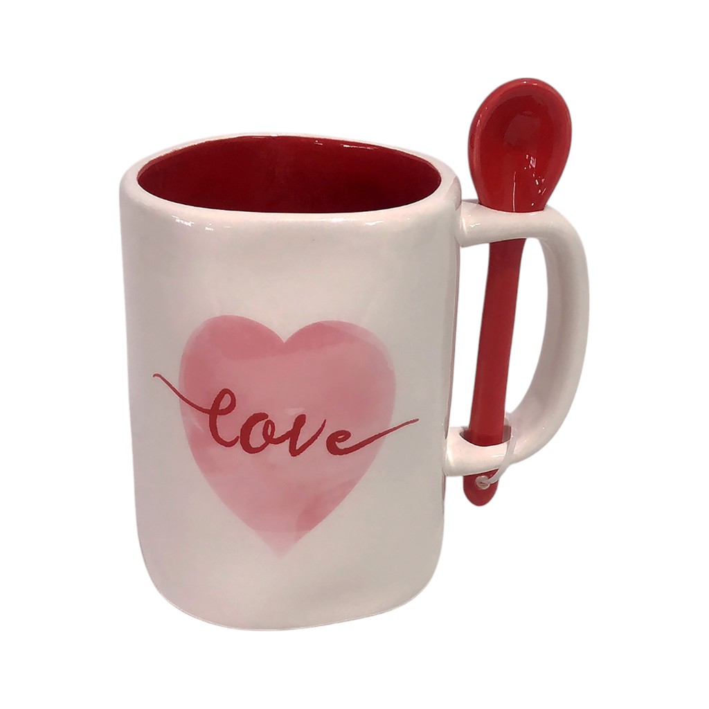 Taza San Valentín De Cerámica Con Cuchara 16oz
