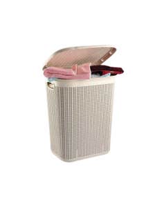 Cesta para ropa blanca de plástico con diseño de tejido