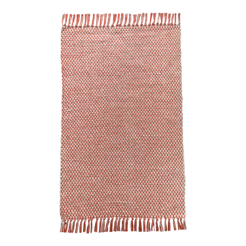 Alfombra Naranja Con Flecos 60X90Cm