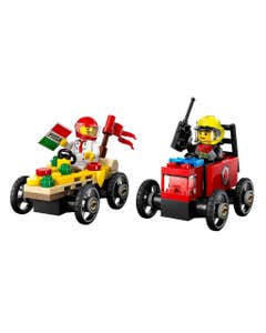 Bloques Lego Coches De Carreras Pizza Vs. Camión De Bomberos 70Pzs