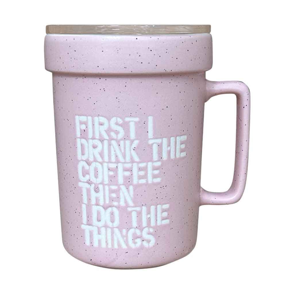 Taza De Viaje Rosa Con Texto 400Ml