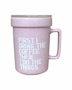 Taza De Viaje Rosa Con Texto 400Ml