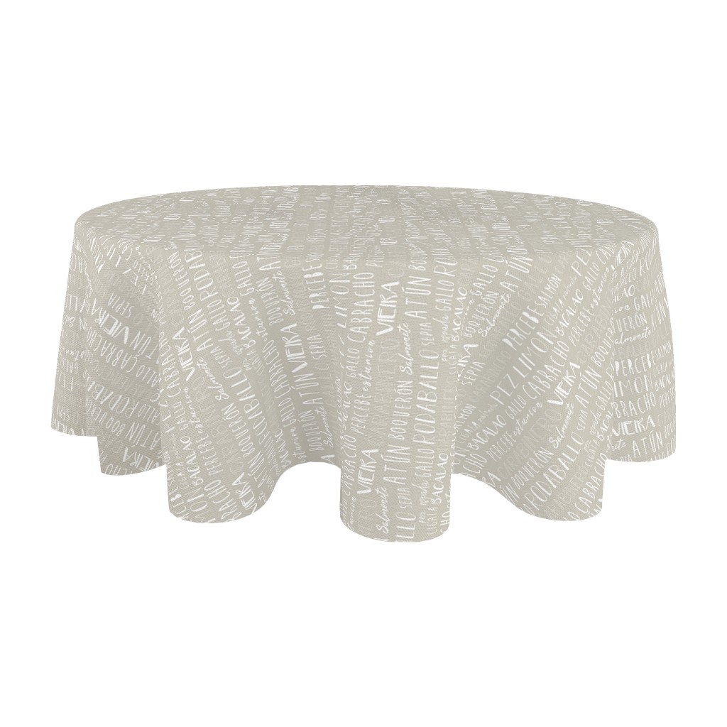 Mantel Redondo Gris Con Estampado 180Cm