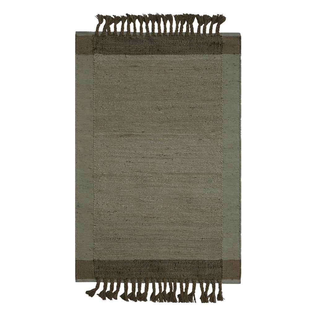 Alfombra De Yute Gris Con Flecos 180x240cm