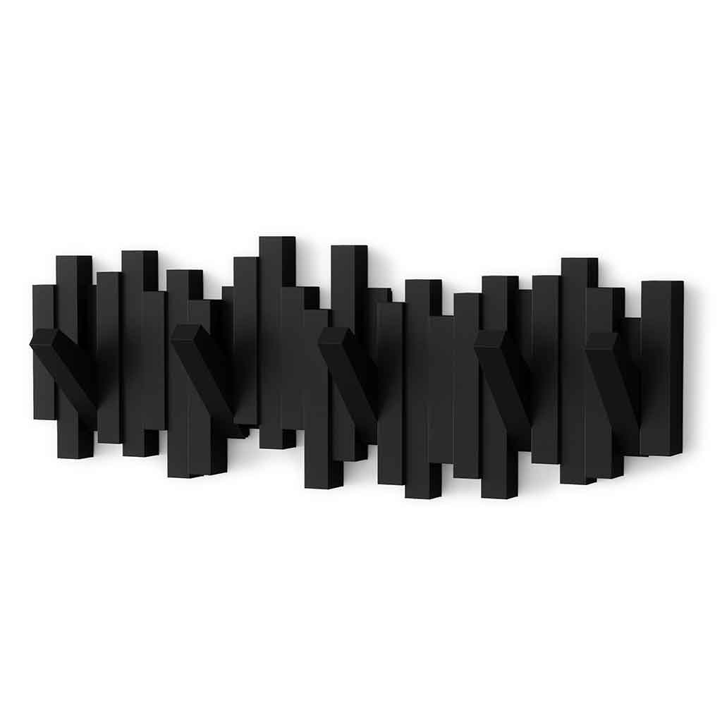 5 Ganchos Sticks Negro Umbra Para Pared 54X19X3Cm