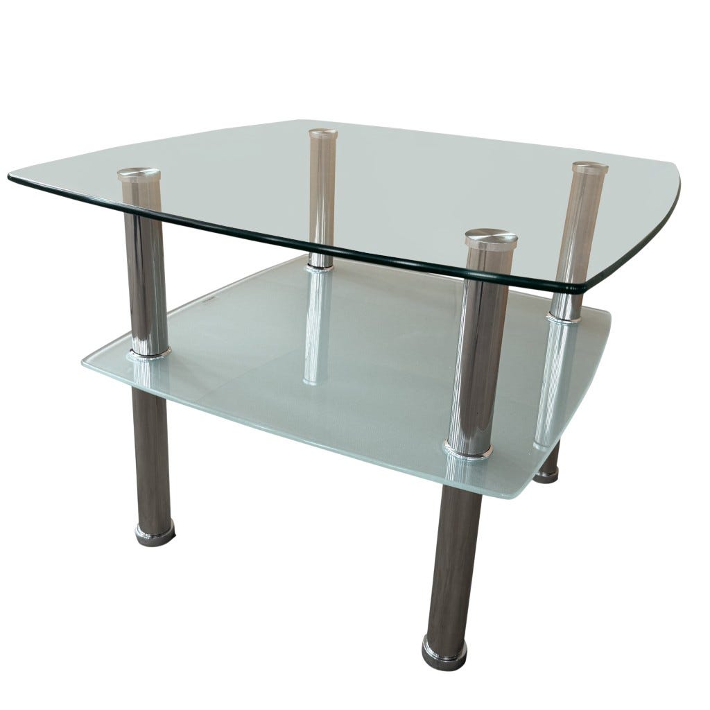 Mesa Auxiliar De Vidrio Chico 60X60X45Cm