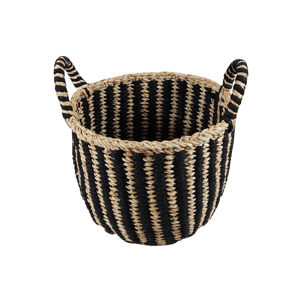 Cesta De Mimbre Con Rayas Negras 40X30Cm