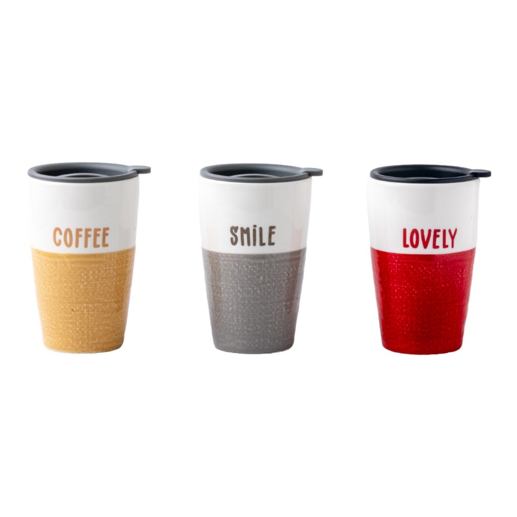 Taza Con Tapa Con Diseño Surtidos 320Ml