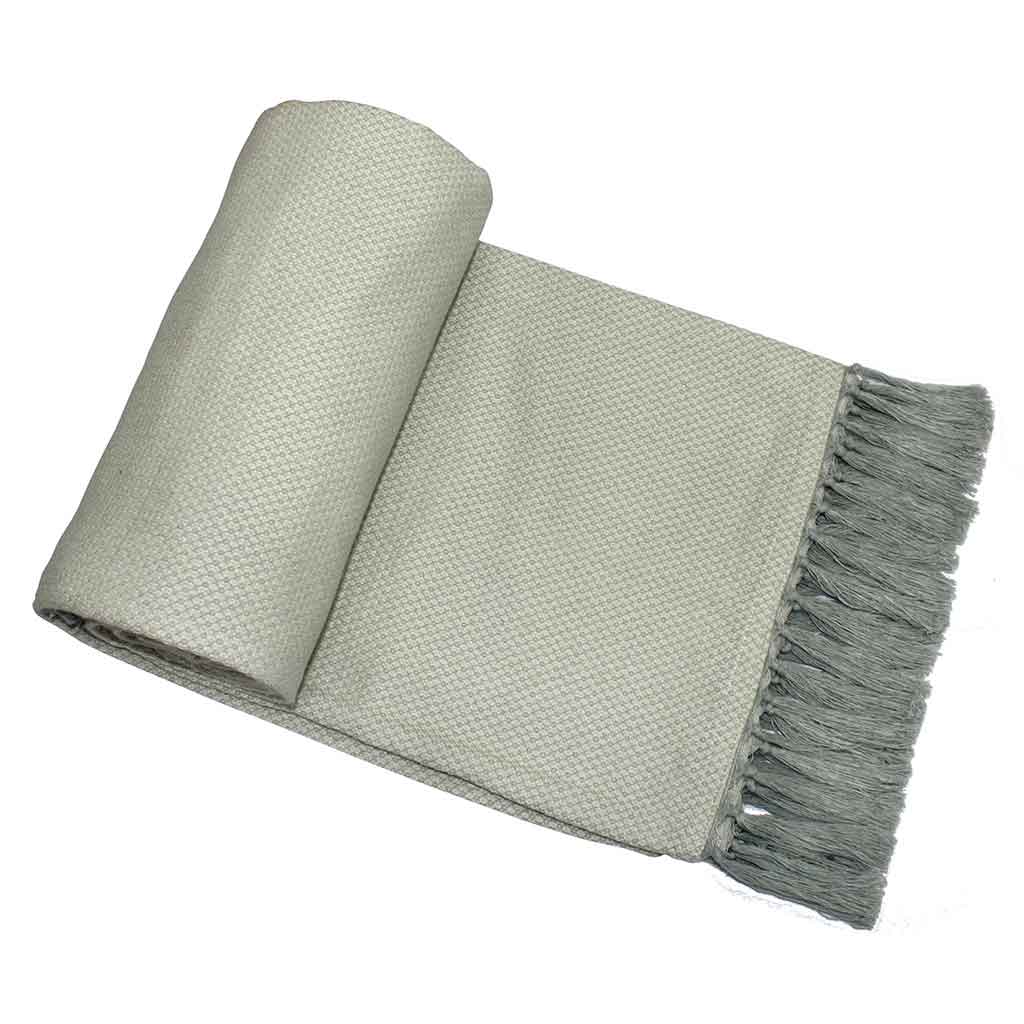Cubrecama Gris De Algodón Con Flecos 220x260cm