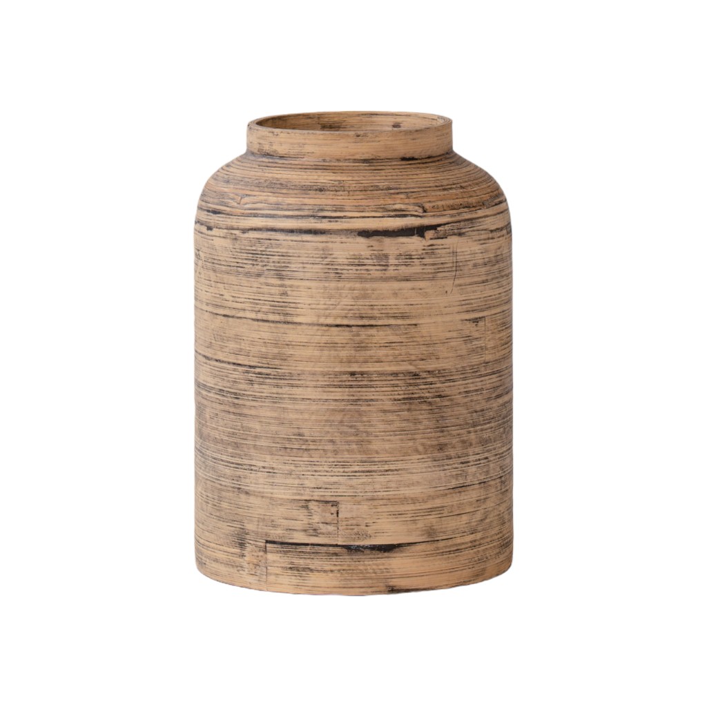 Jarrón De Madera Con Diseño De Rayas 20X29Cm