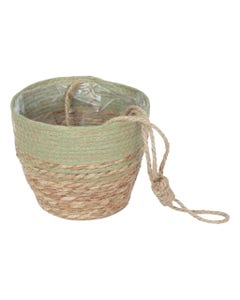 Macetero Decorativo Con Detalles Verde 18x16cm