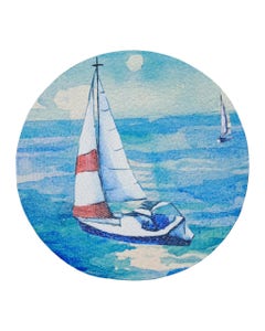 Individual Redondo Estampado De Velero 38Cm