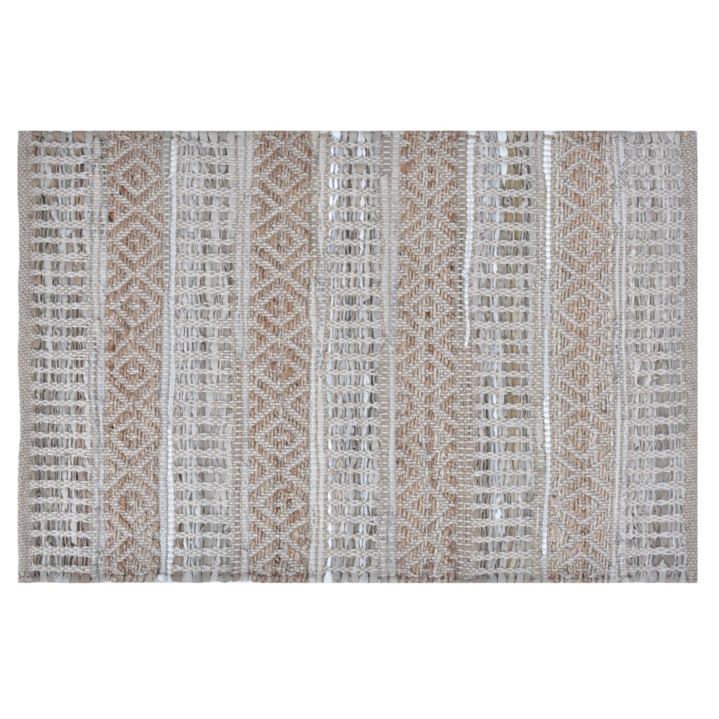 Alfombra De Cuero Tejida Con Patrones 150X210Cm