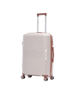 Maleta De Viaje Beige Con Detalles Marrón Claro 24"