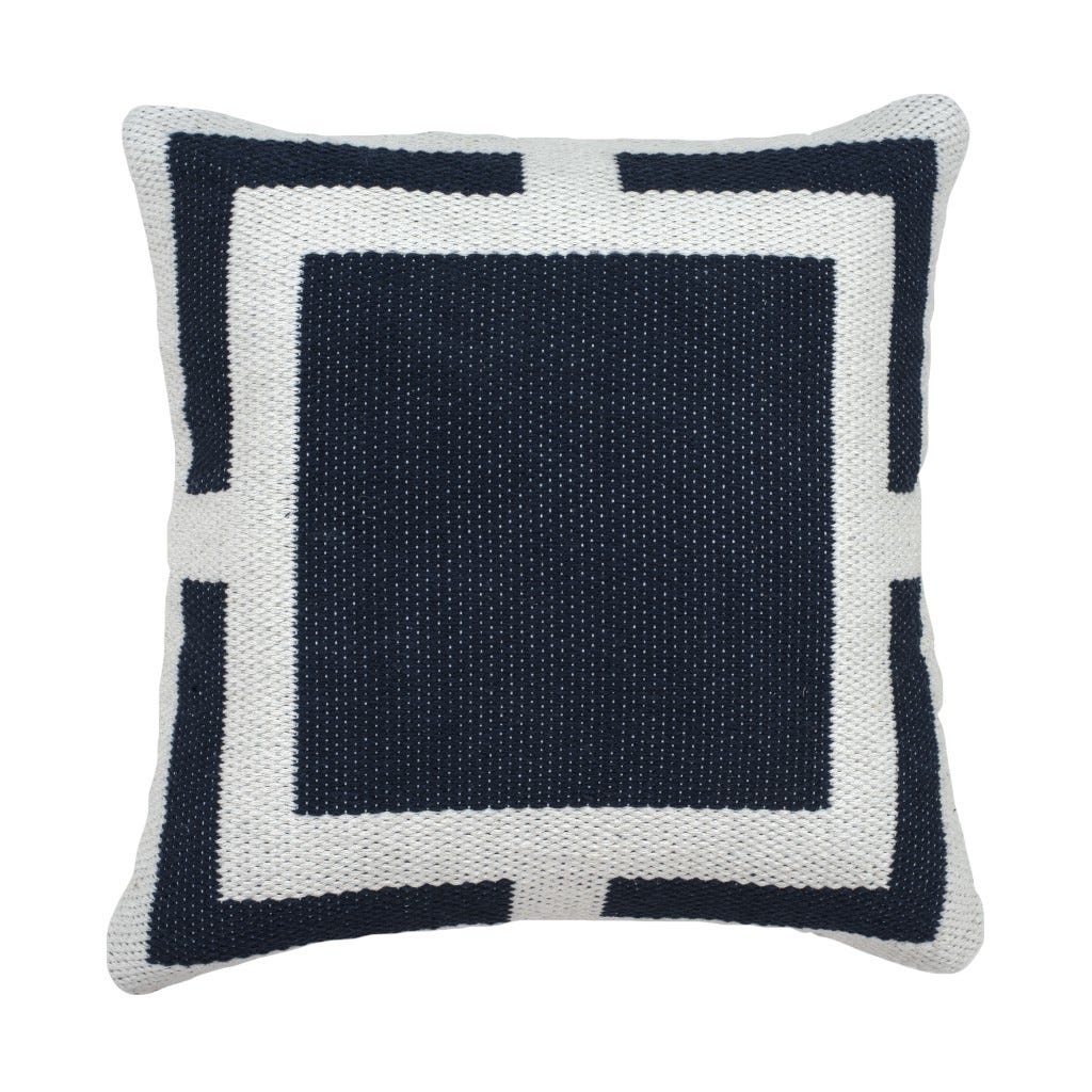 Coj&iacute;n Dise&ntilde;o De Cuadro Azul Y Blanco 45X45Cm