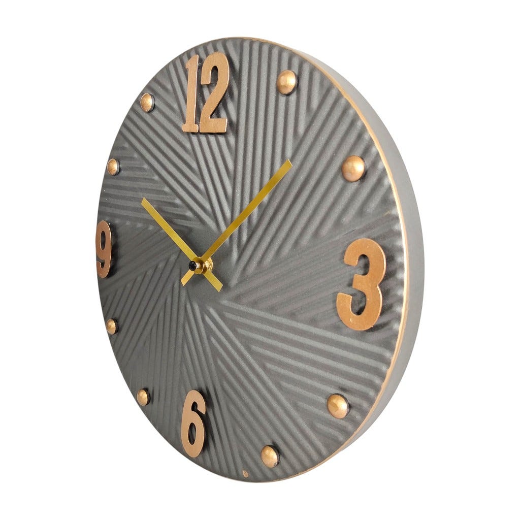 Reloj De Pared Gris Y Dorado 30X4Cm