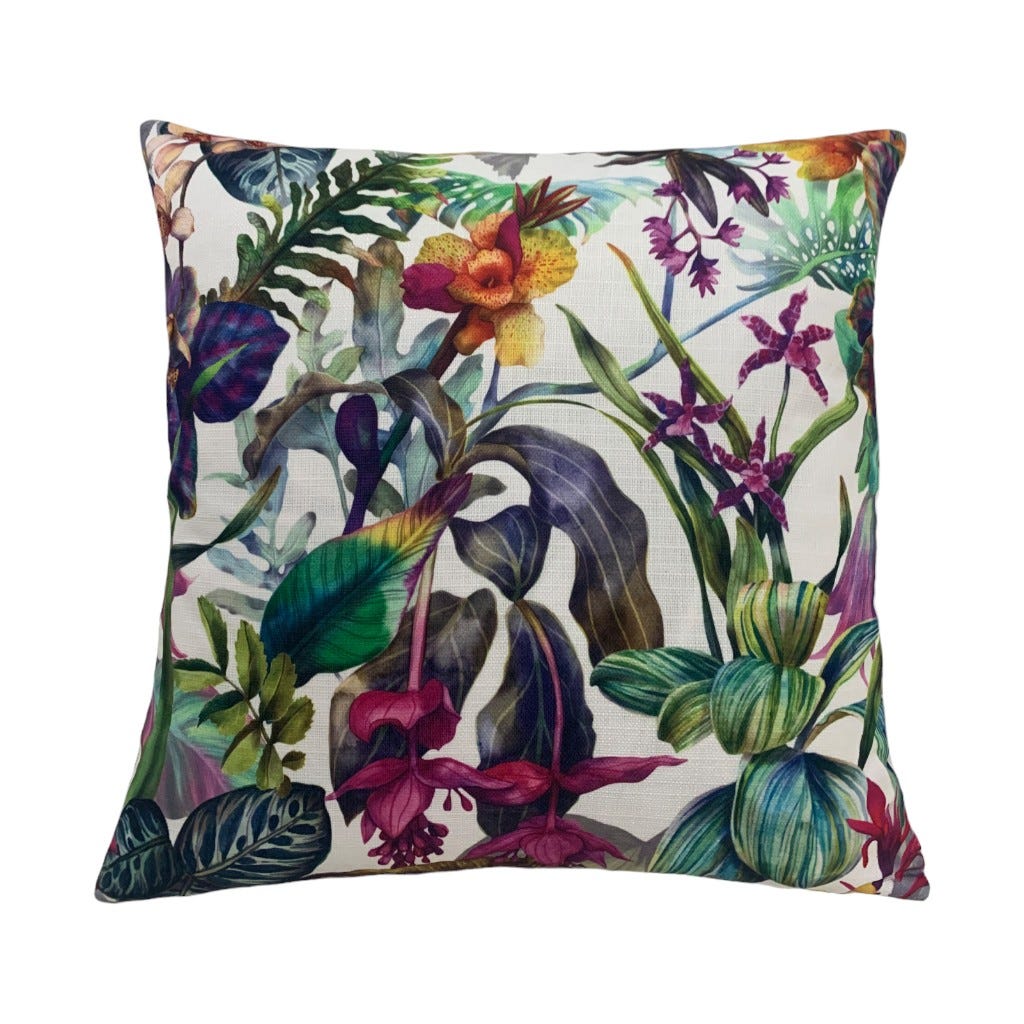 Cojín Blanco Con Estampado De Plantas Variados 50X50Cm