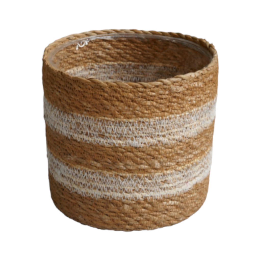 Macetero Marrón Y Beige 16X16Cm