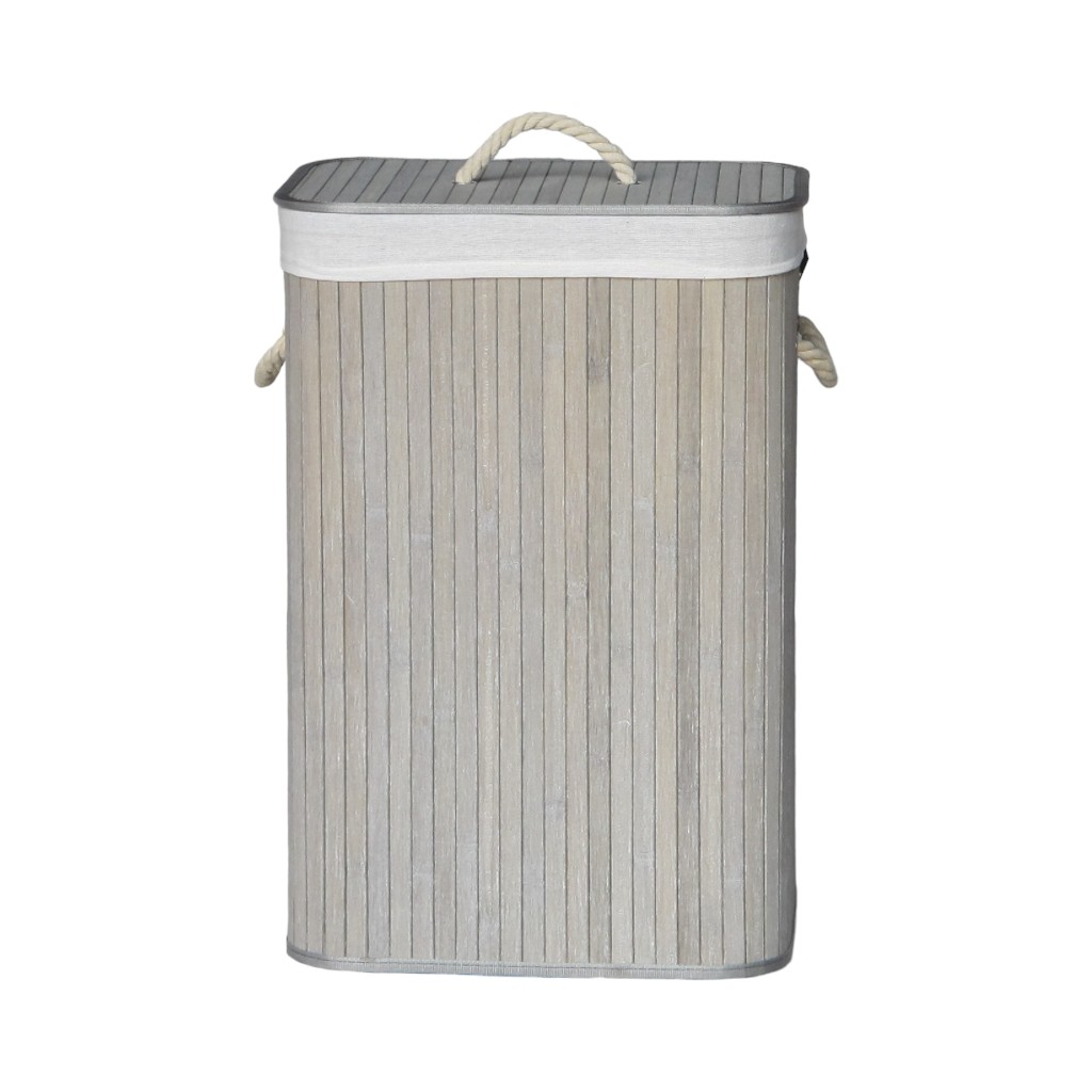 Cesta De Bambú Gris Para Lavandería 40X30X60Cm