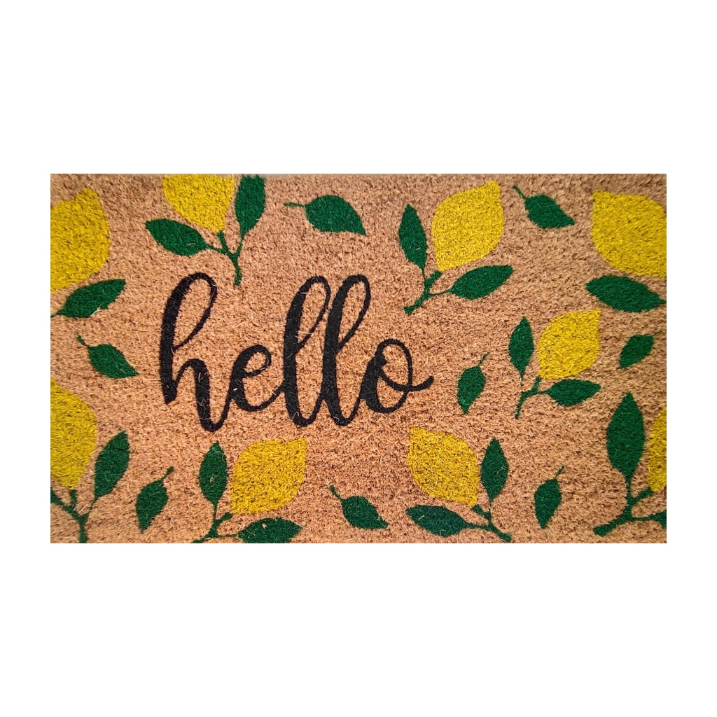 Alfombra De Corcho "Hello" Estampado De Limones 45X75Cm