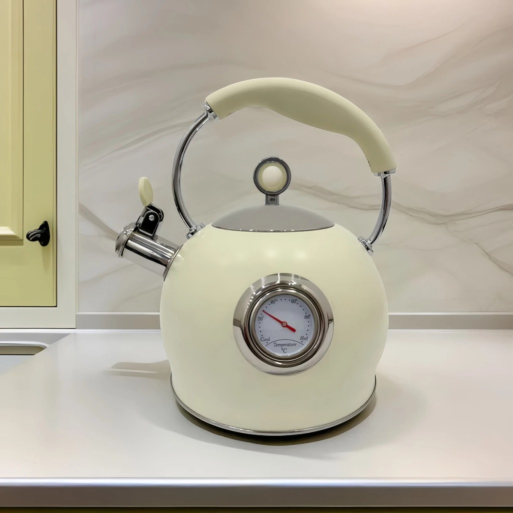 Tetera De Acero Inoxidable Crema 3 L