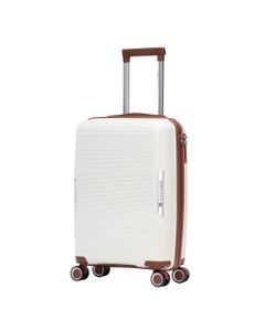Maleta De Viaje Blanca Con Detalles Marrones 20"