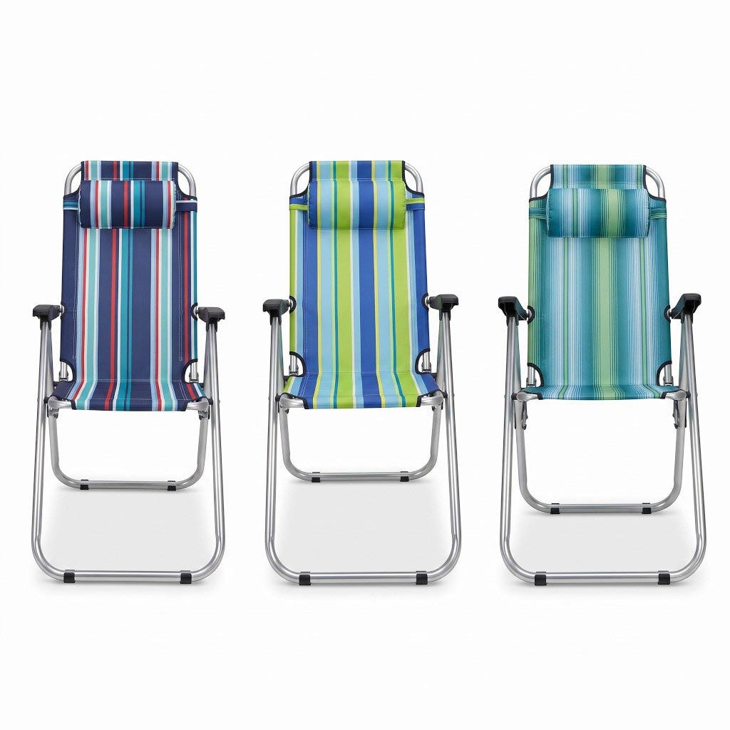 Silla De Playa Diseño De Franjas Colores Surtidos 60x46x95