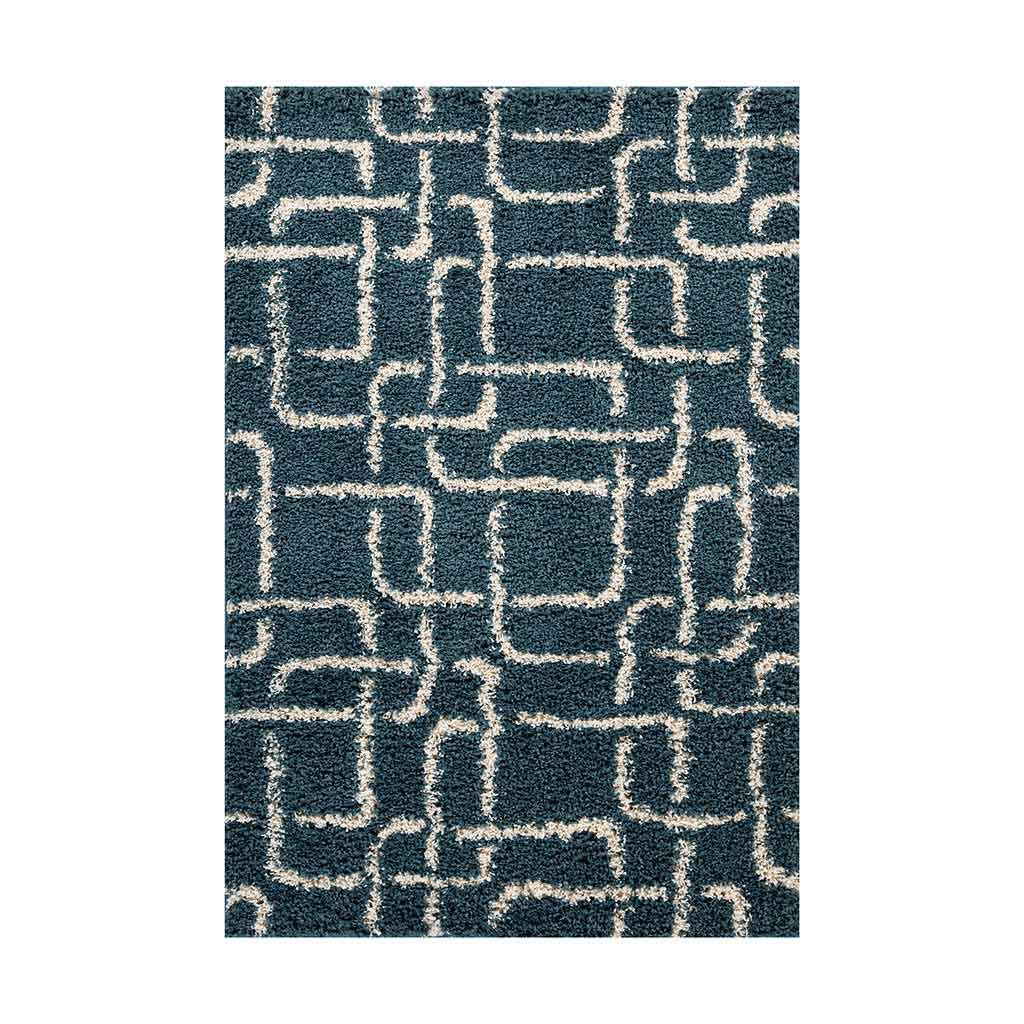 Alfombra Azul Con Diseños 133x190cm