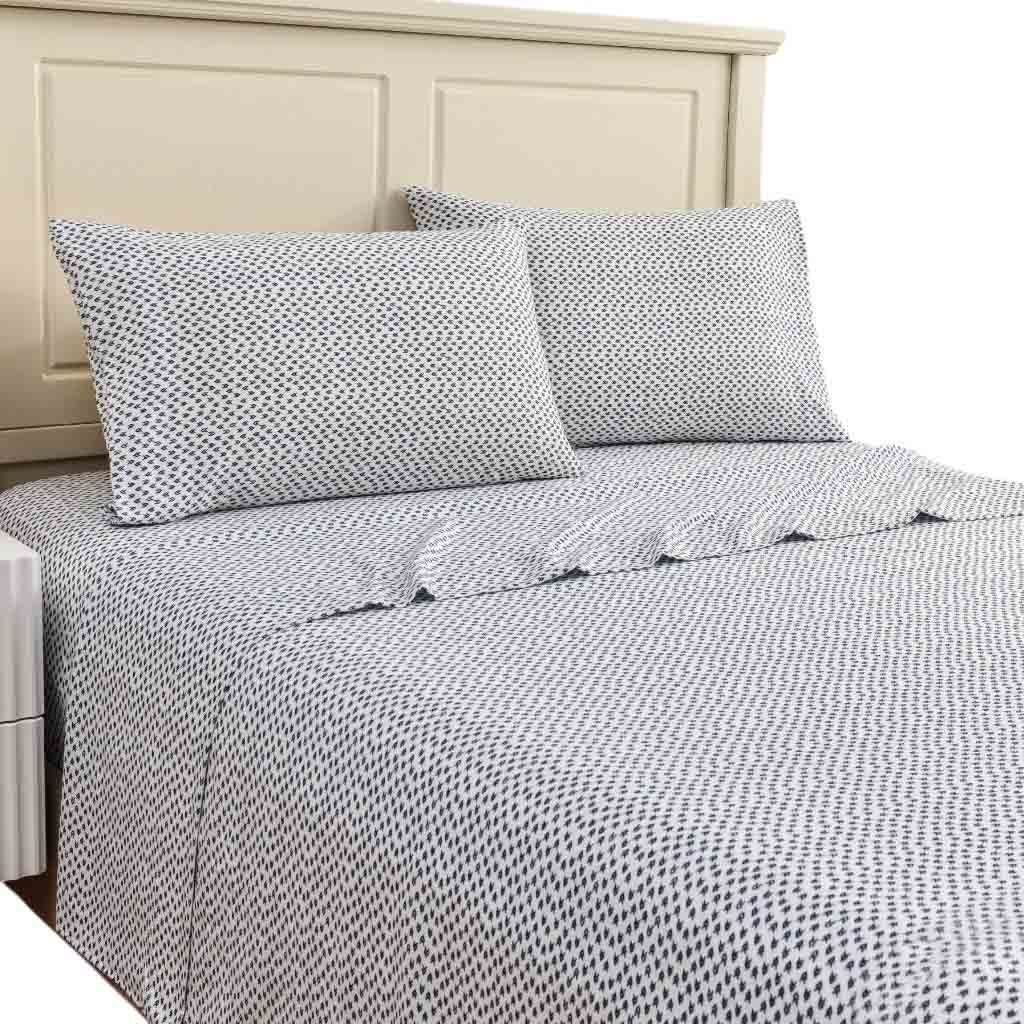 Juego De Sábanas Full Blanco Estampado