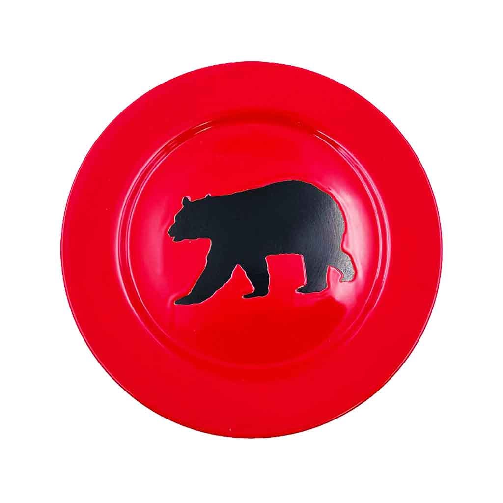 Plato Redondo Rojo Con Estampado 27Cm