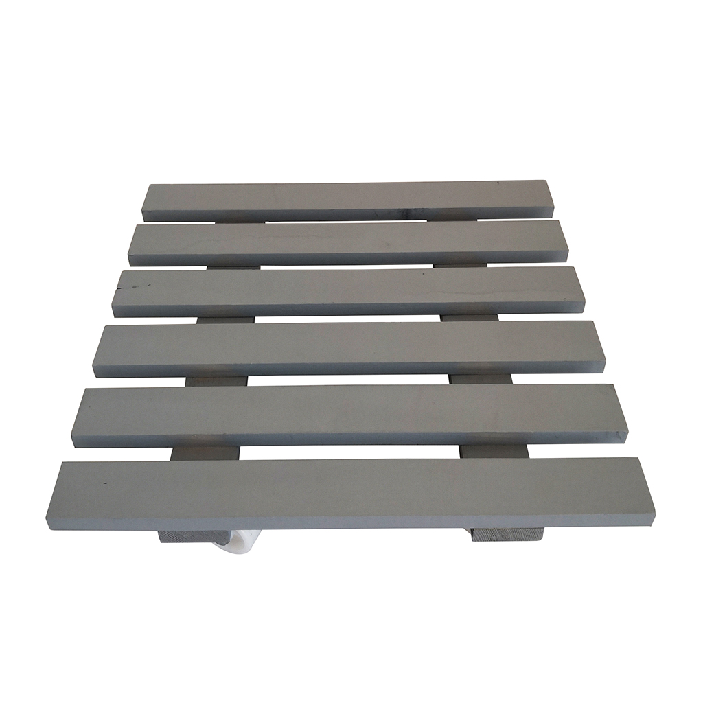 Base para plantas rectangular gris con ruedas