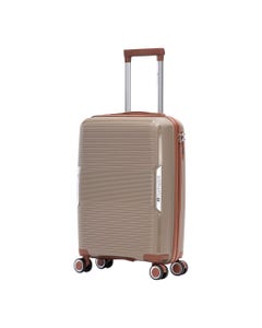 Maleta De Viaje Color Champán Con Detalles Marrones 20"