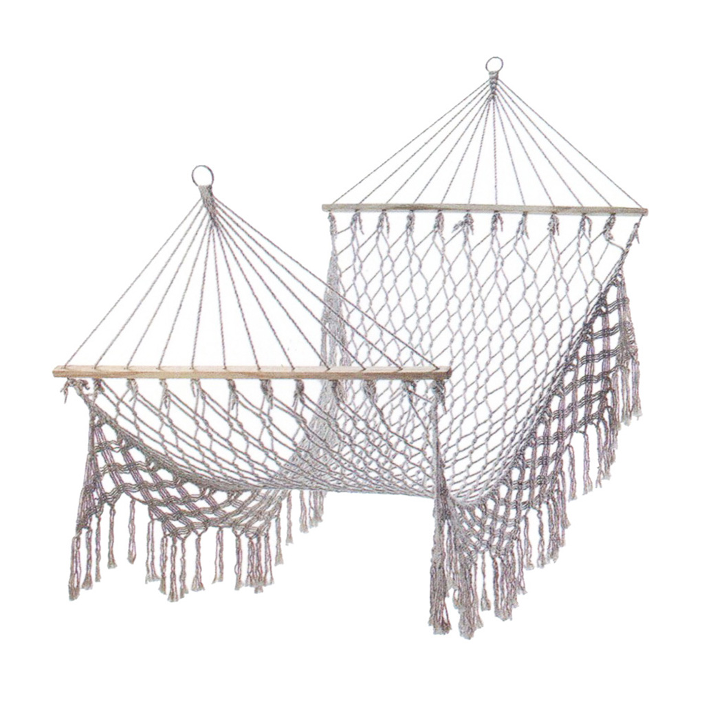 Hamaca trenzada de algodón con flecos