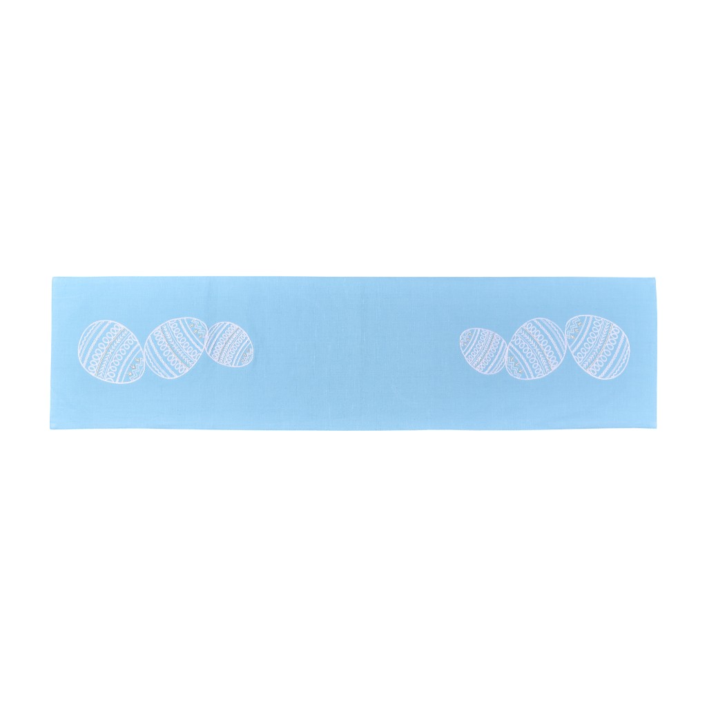 Camino De Mesa Azul Con Bordado De Huevo 33X137Cm