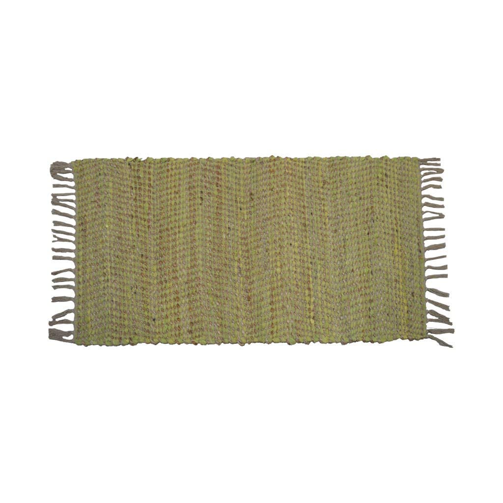 Alfombra Verde Con Flecos 60X110Cm