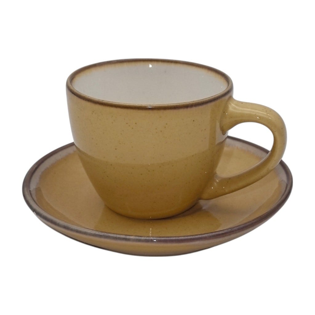Set De Platos Con Tazas Amarillos De 4 Pzs 7oz