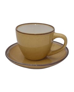 Set De Platos Con Tazas Amarillos De 4 Pzs 7oz