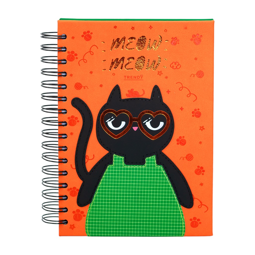 Agenda Naranja Estampado Gato