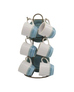 Juego De Tazas 12Pzs Estampada Azul 90Ml