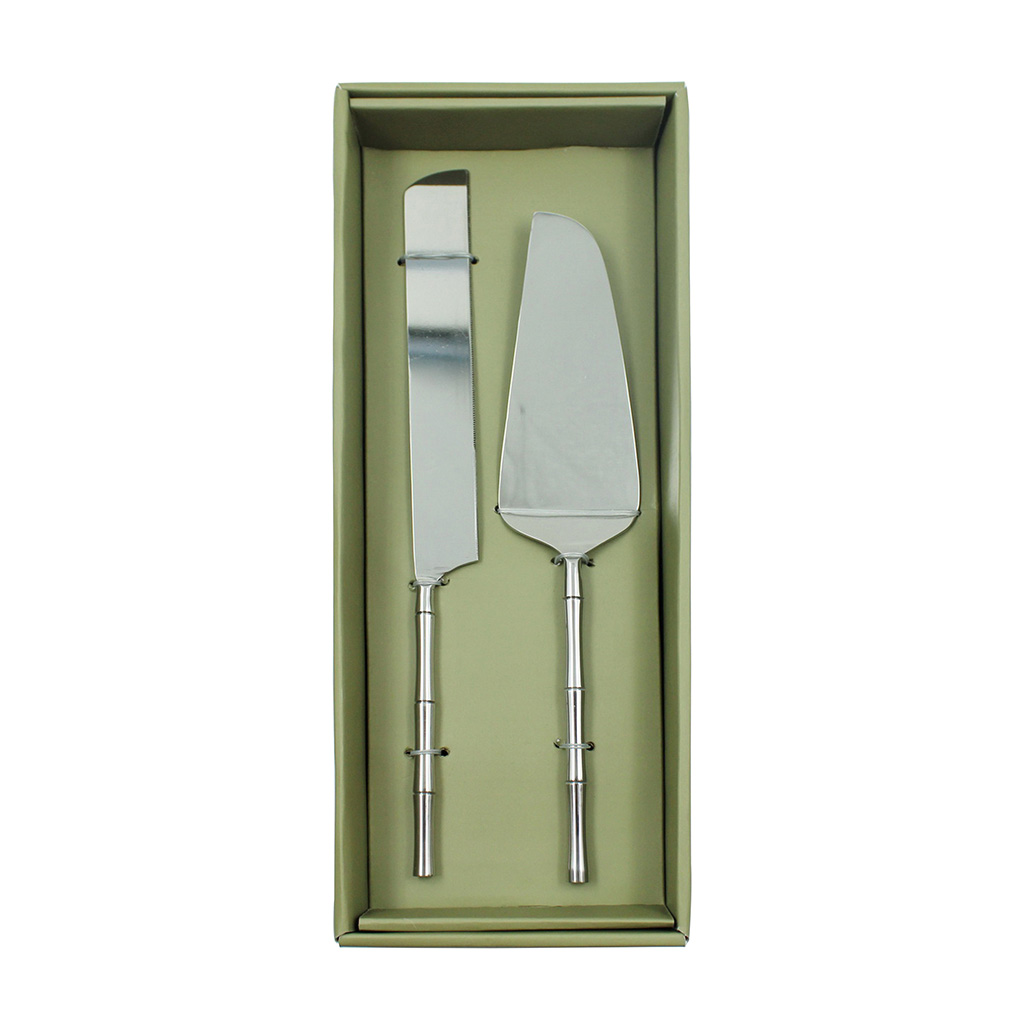 Set 2 Pcs Para Postre Plateado 34X7X2Cm