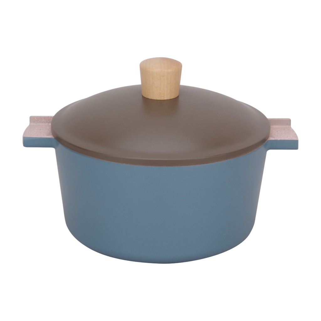 Cacerola Celeste Con Tapa Marrón 20Cm