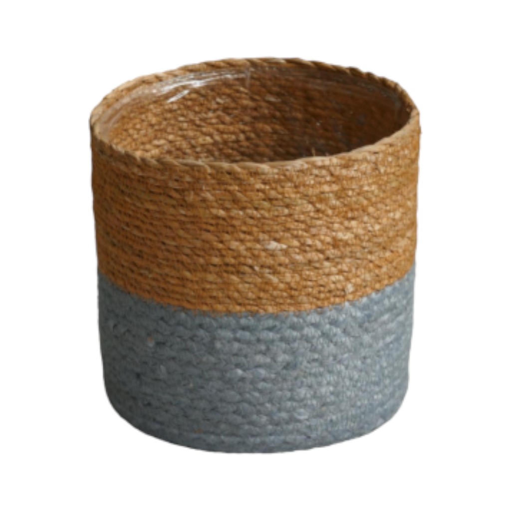 Macetero Marrón Y Celeste 16X16Cm