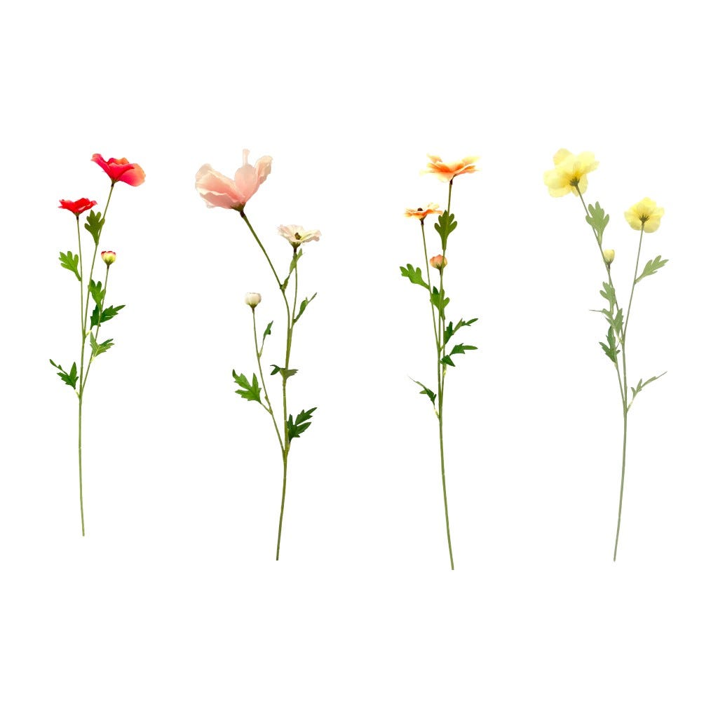 Rama De 3 Flores Artificial Colores Surtidos 59Cm
