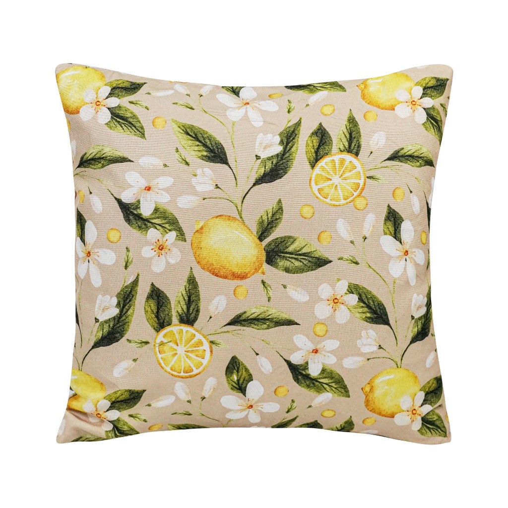 Cojín Estampado De Limón Y Flores 45X45Cm