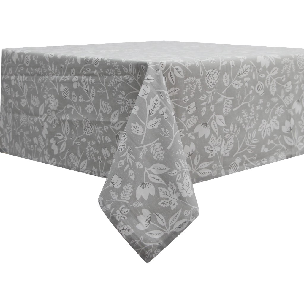 Mantel Gris Con Estampado Floral 160X320Cm
