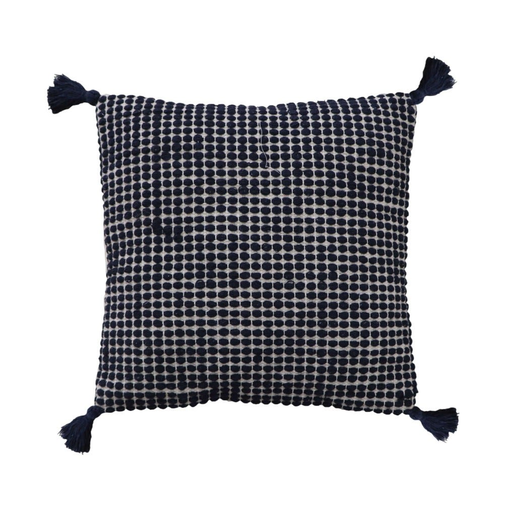 Cojín Azul Con Borlas 45X45Cm